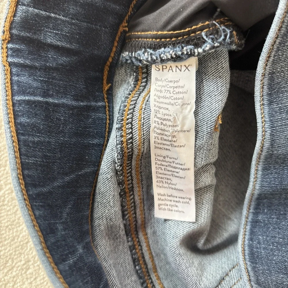 Spanx Pull On Jeans Legging Womens XS Distressed Skinny Raw Edge Hem Slimming